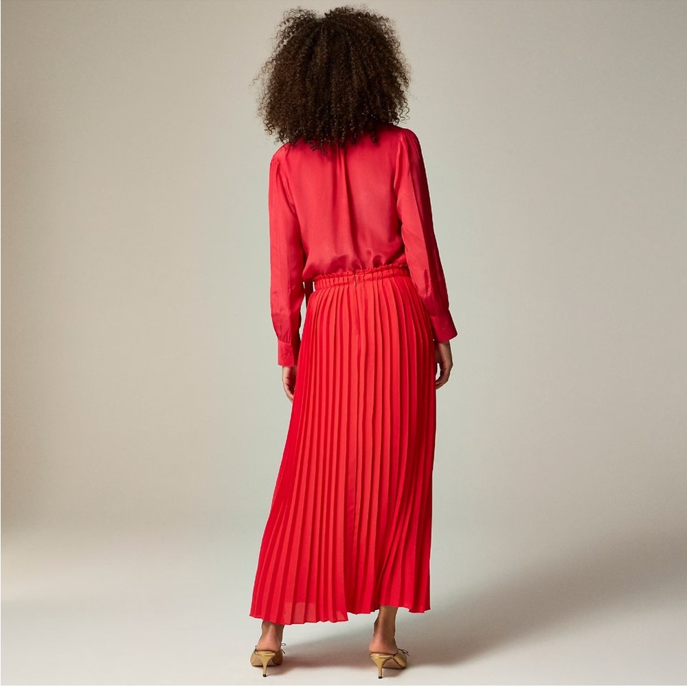 J. Crew Red Pleated Maxi Skirt - Picture 3 of 12